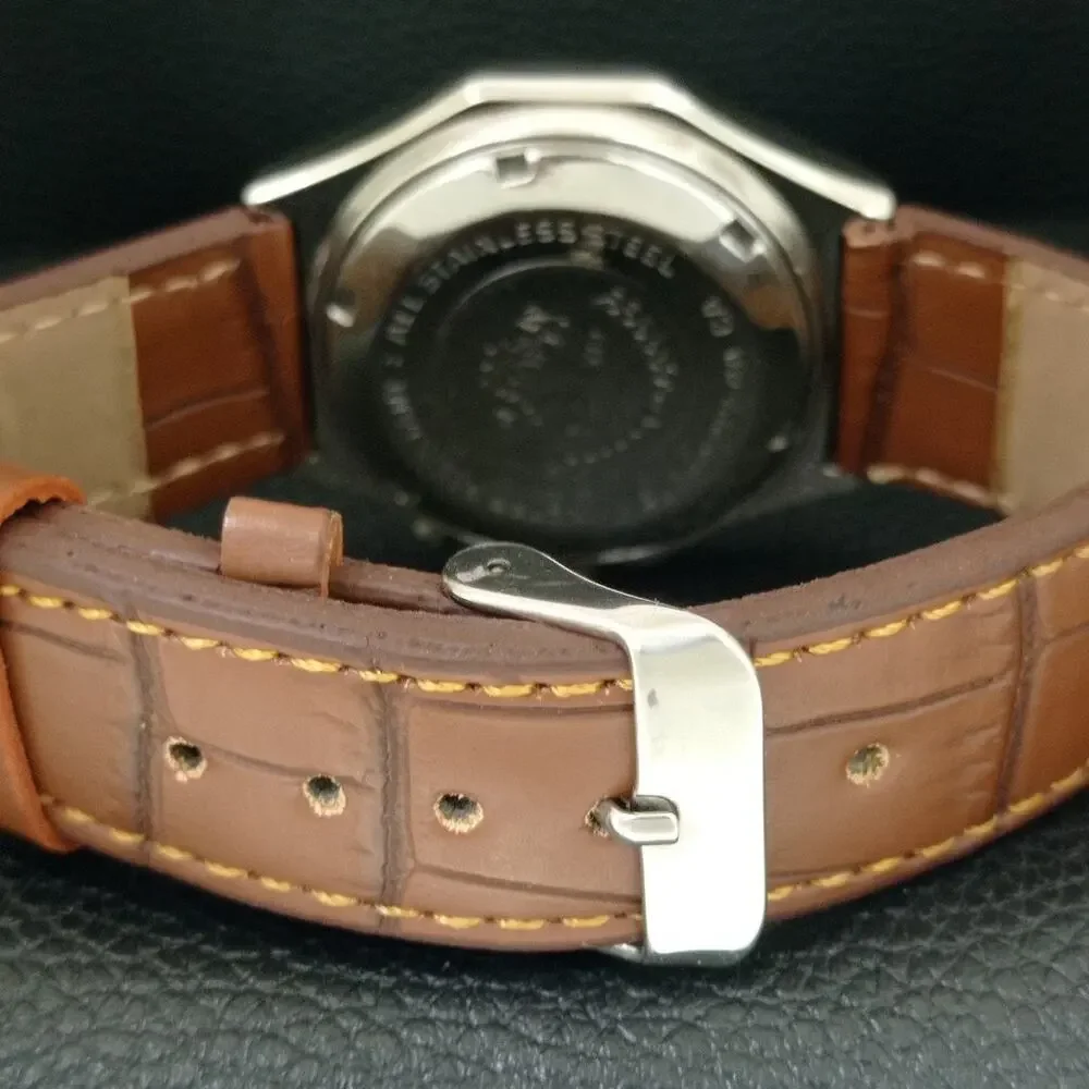 Vintage 1978 Orient Automatic Mens Silver Watch W/daydate & Gold accents